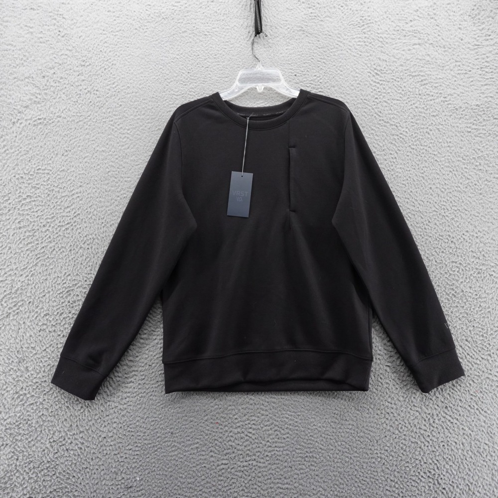 VRST Mens Pinnacle Fleece Crew Neck Sweatshirt Small Black NEW